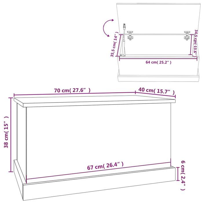 Boîte de rangement blanc 70x40x38 cm bois d'ingénierie - Photo n°10