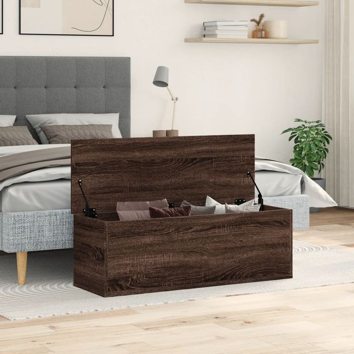 Boîte de rangement chêne marron 102x35x35 cm bois d'ingénierie - Photo n°3