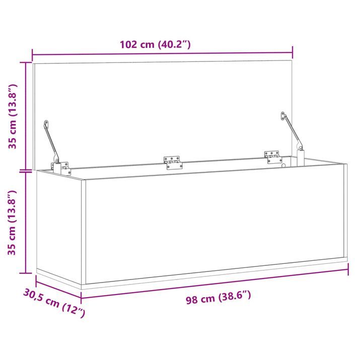 Boîte de rangement chêne marron 102x35x35 cm bois d'ingénierie - Photo n°11