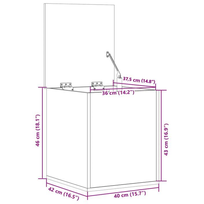 Boîte de rangement chêne marron 40x42x46 cm bois d'ingénierie - Photo n°11