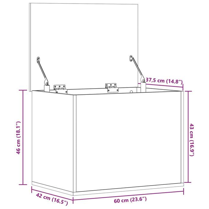 Boîte de rangement chêne marron 60x42x46 cm bois d'ingénierie - Photo n°11