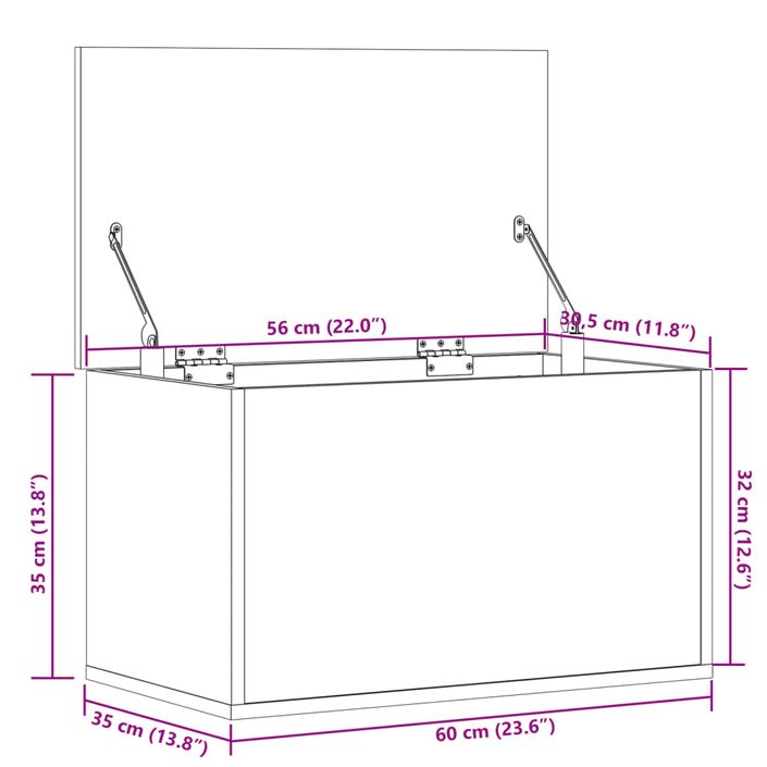 Boîte de rangement chêne sonoma 60x35x35 cm bois d'ingénierie - Photo n°11