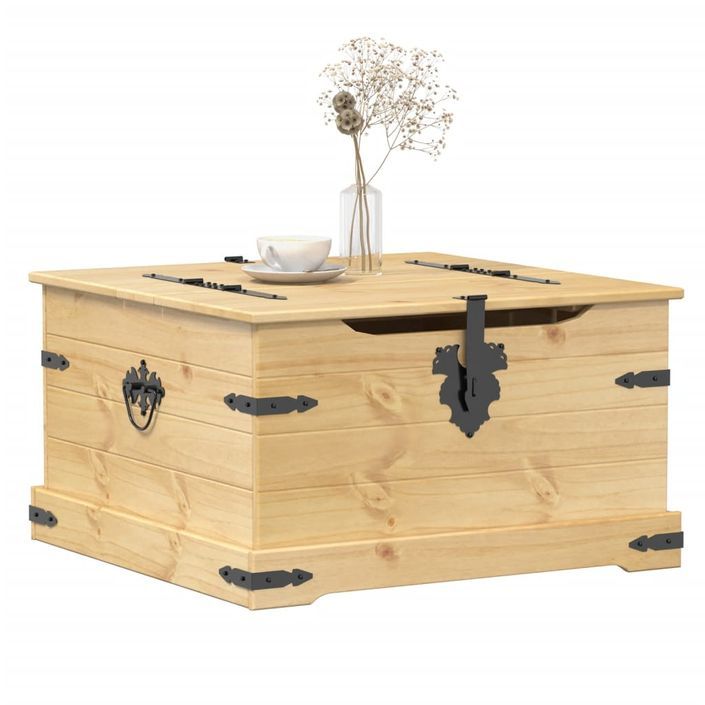 Boîte de rangement Corona 78x78x45 cm bois de pin massif - Photo n°1