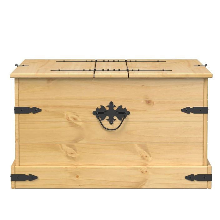 Boîte de rangement Corona 78x78x45 cm bois de pin massif - Photo n°5