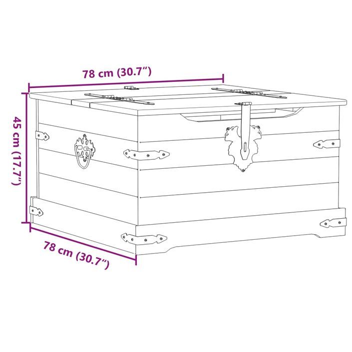 Boîte de rangement Corona 78x78x45 cm bois de pin massif - Photo n°9