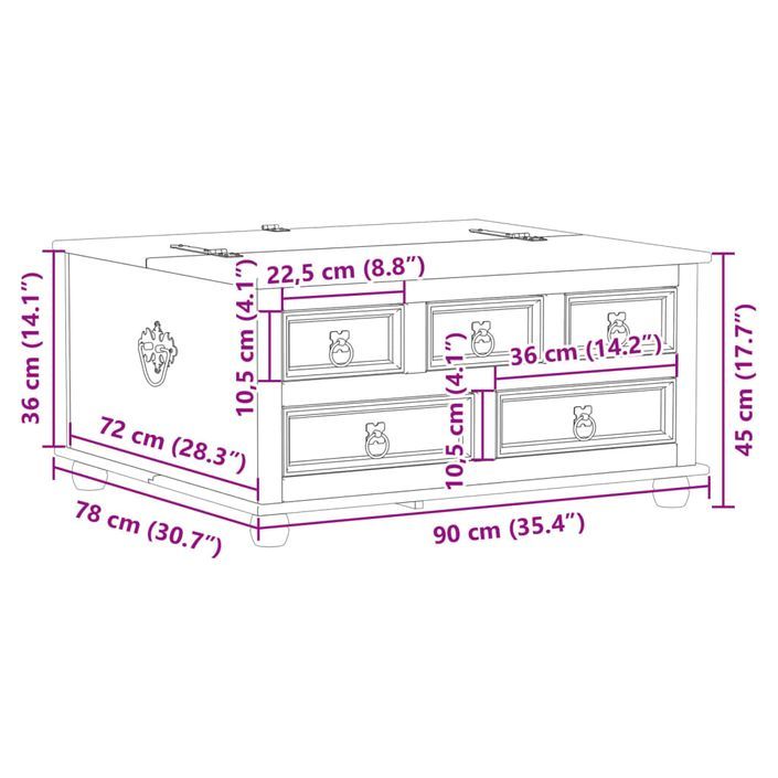 Boîte de rangement Corona 90x78x45 cm bois de pin massif - Photo n°11