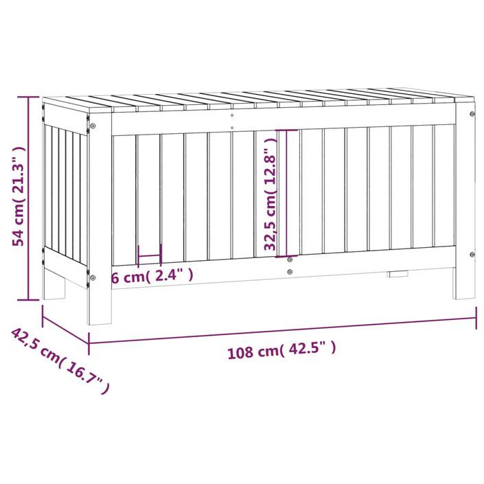 Boîte de rangement de jardin 108x42,5x54 cm Bois massif de pin - Photo n°10