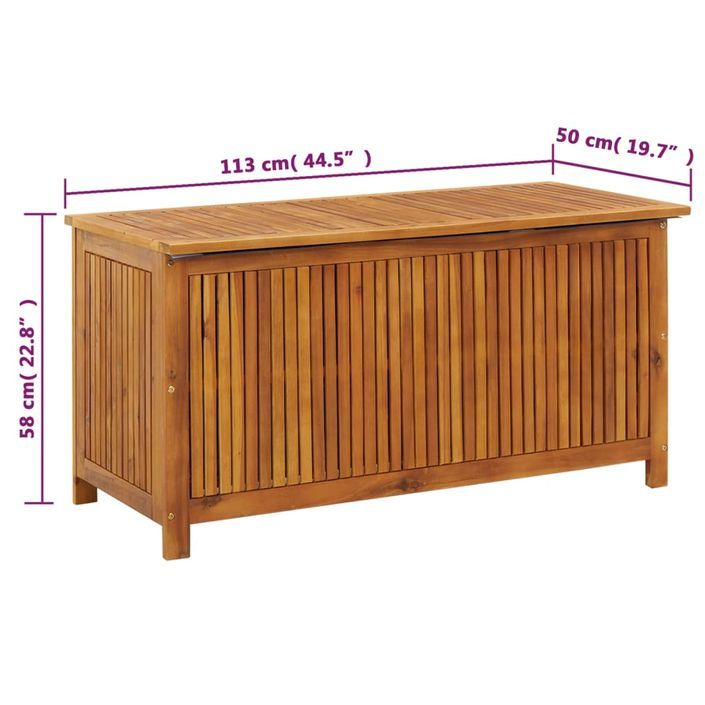 Boîte de rangement de jardin 113x50x58 cm Bois d'acacia solide - Photo n°8