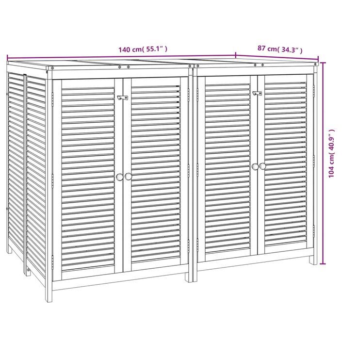 Boîte de rangement de jardin 140x87x104 cm bois massif d'acacia - Photo n°8