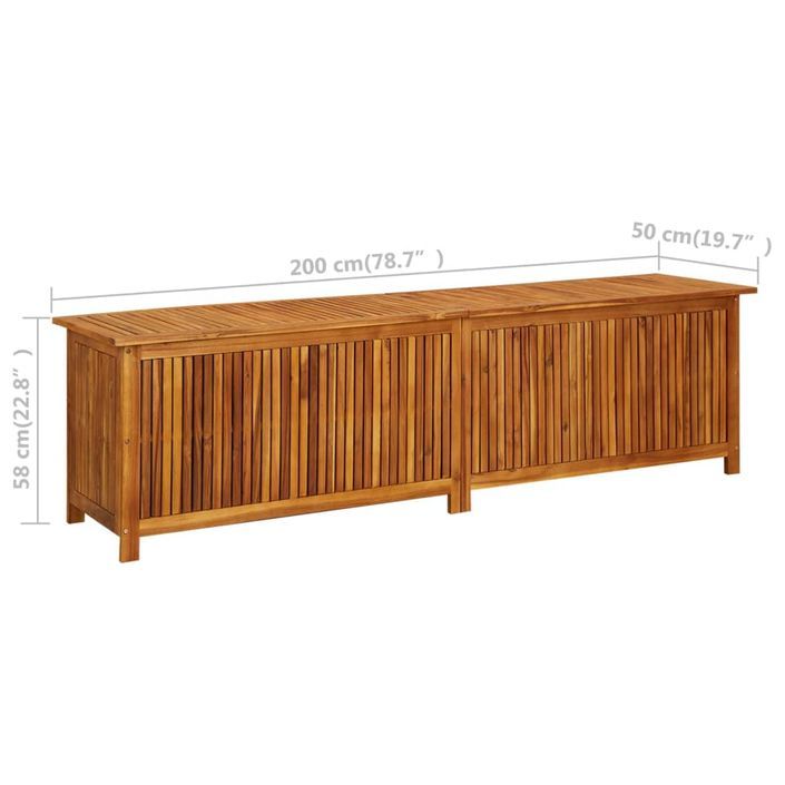 Boîte de rangement de jardin 200x50x58 cm Bois d'acacia solide - Photo n°9