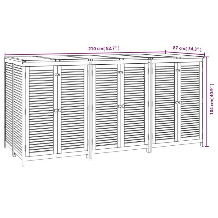 Boîte de rangement de jardin 210x87x104 cm bois massif d'acacia - Photo n°8