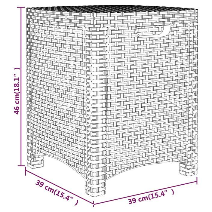 Boîte de rangement de jardin 39x39x46 cm Rotin PP Marron - Photo n°9