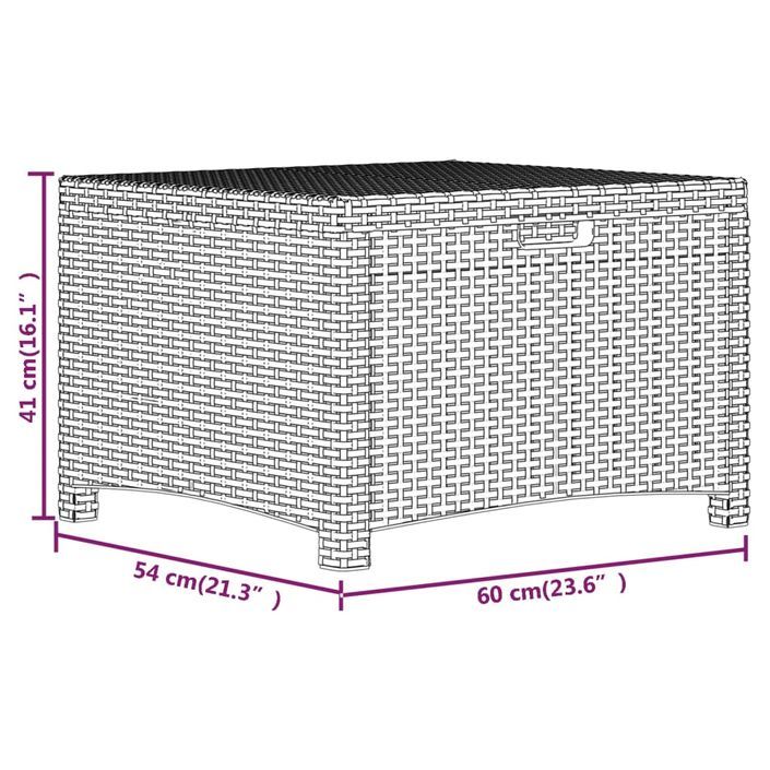 Boîte de rangement de jardin 60x54x41 cm Rotin PP Marron - Photo n°8