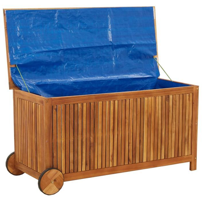 Boîte de rangement de jardin avec roues 113x50x58cm Bois acacia - Photo n°6