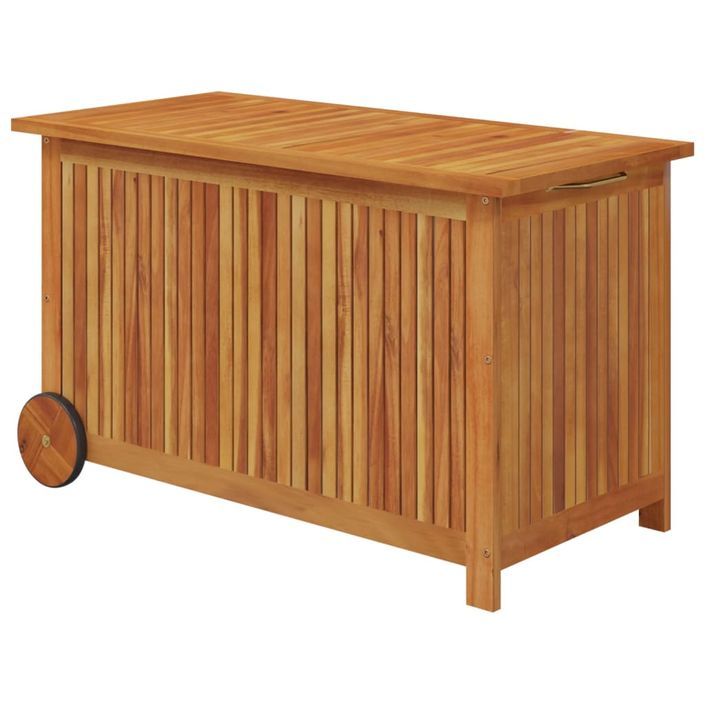 Boîte de rangement de jardin avec roues 90x50x58 cm Bois acacia - Photo n°2