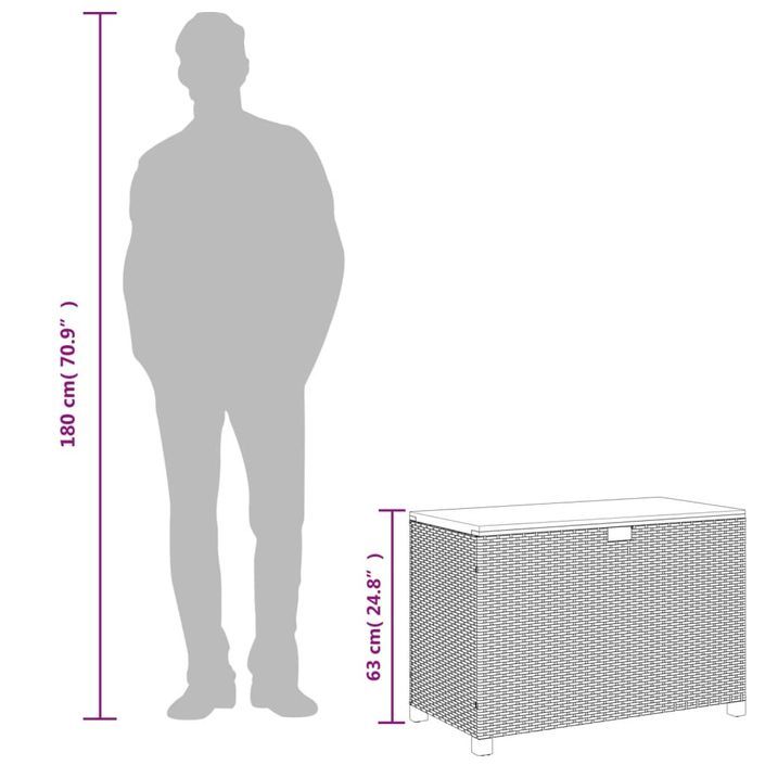 Boîte de rangement de jardin beige résine tressée bois d'acacia - Photo n°10