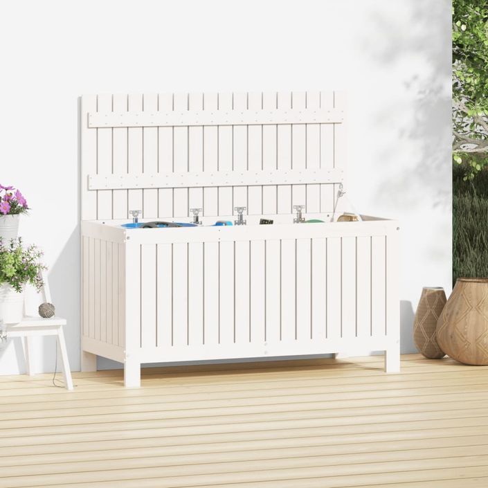 Boîte de rangement de jardin Blanc 115x49x60 cm Bois de pin - Photo n°1