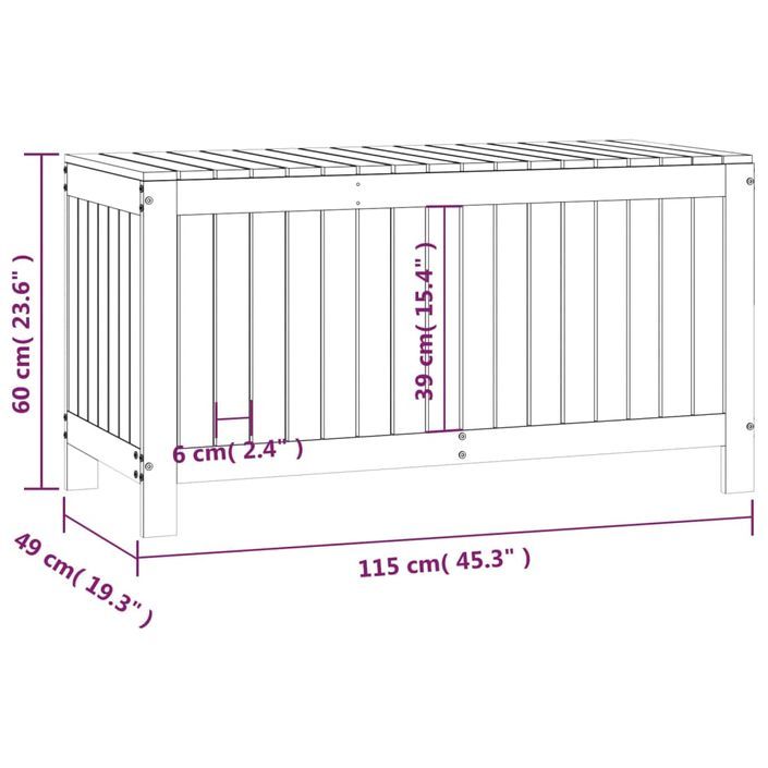 Boîte de rangement de jardin Blanc 115x49x60 cm Bois de pin - Photo n°10