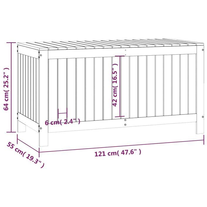 Boîte de rangement de jardin Blanc 121x55x64 cm Bois de pin - Photo n°10