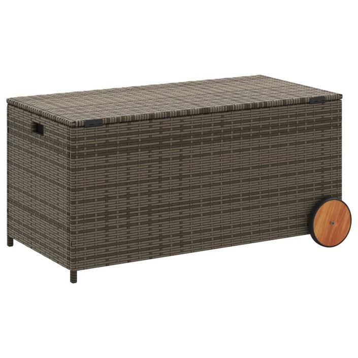 Boîte de rangement de jardin et roues gris 190L résine tressée - Photo n°6