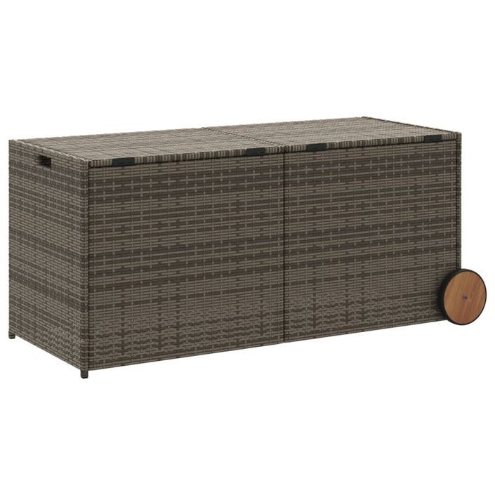 Boîte de rangement de jardin et roues gris 283L résine tressée - Photo n°6