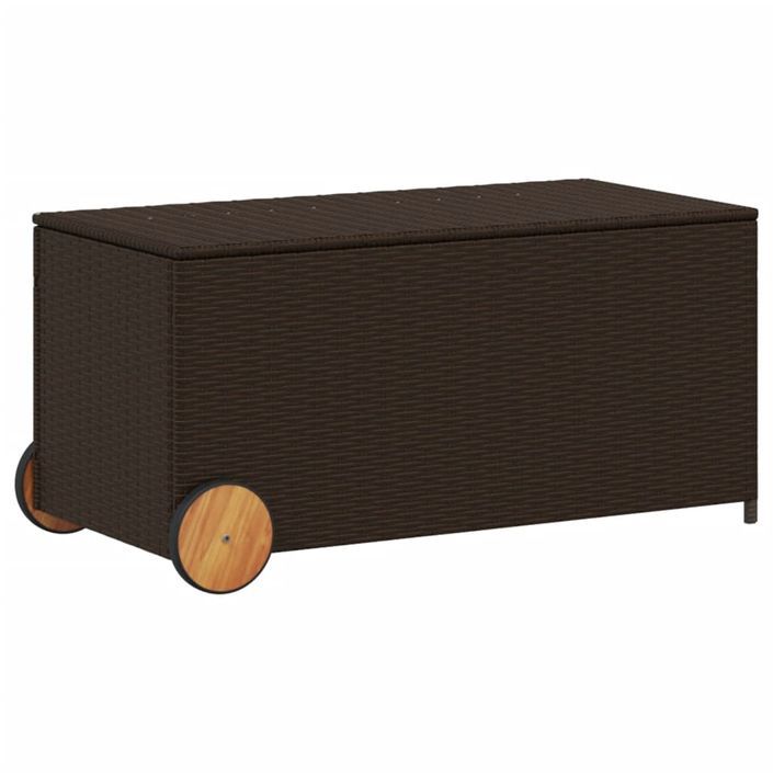 Boîte de rangement de jardin et roues marron 190L poly rotin - Photo n°2