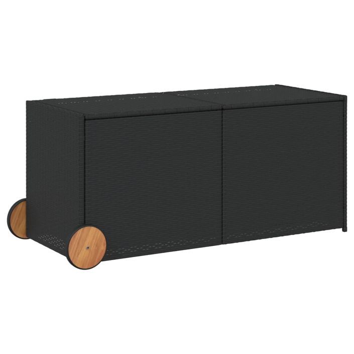 Boîte de rangement de jardin et roues noir 283L résine tressée - Photo n°2