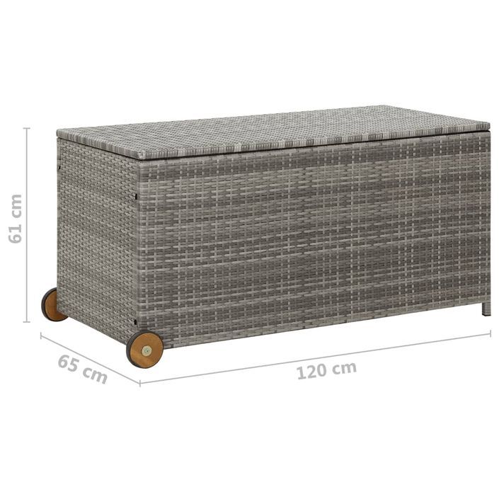 Boîte de rangement de jardin Gris clair 120x65x61 cm Rotin - Photo n°8