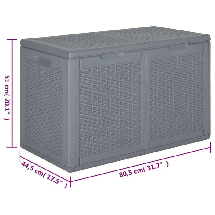 Boîte de rangement de jardin gris PP rotin 180 L - Photo n°8