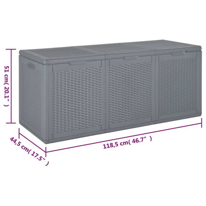 Boîte de rangement de jardin gris PP rotin 270 L - Photo n°8