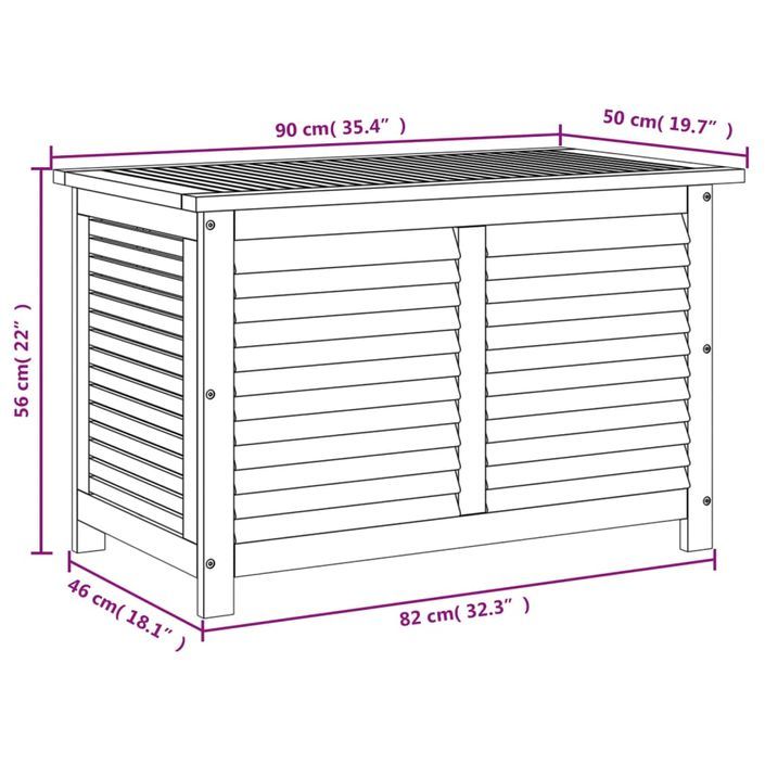 Boîte de rangement de jardin persiennes 90x50x56 cm bois acacia - Photo n°10