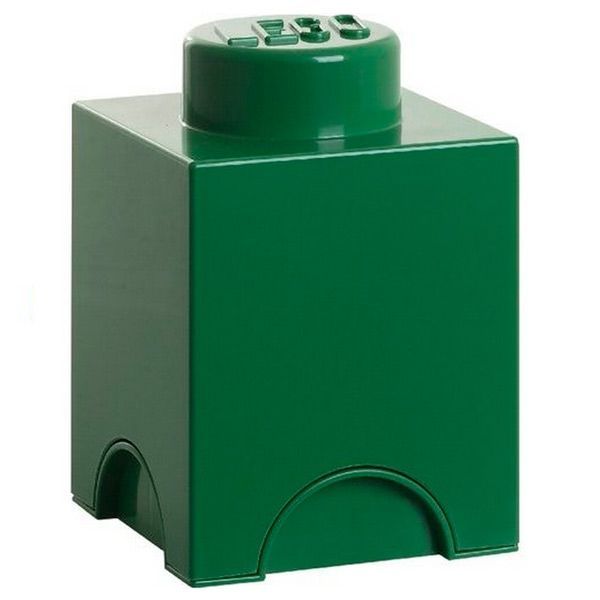 Boîte de rangement empilable à 1 plot Vert Lego - Photo n°1
