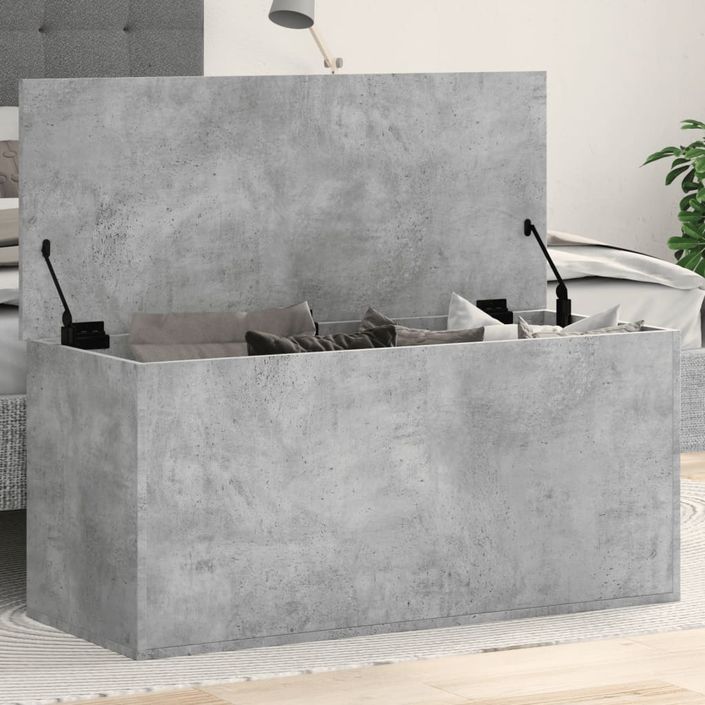 Boîte de rangement gris béton 100x42x46 cm bois d'ingénierie - Photo n°1