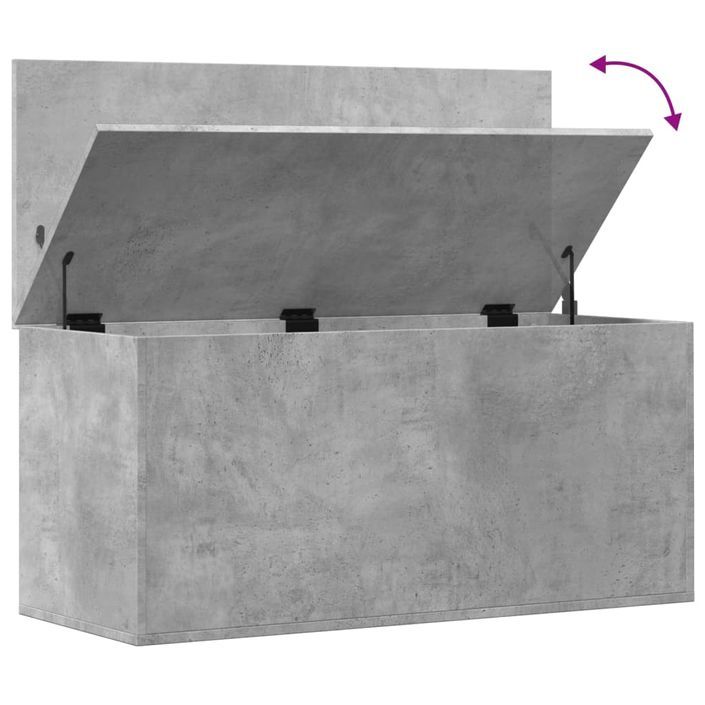 Boîte de rangement gris béton 100x42x46 cm bois d'ingénierie - Photo n°8