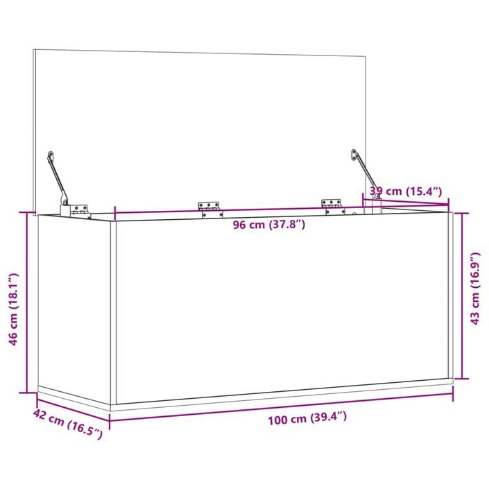 Boîte de rangement gris béton 100x42x46 cm bois d'ingénierie - Photo n°11