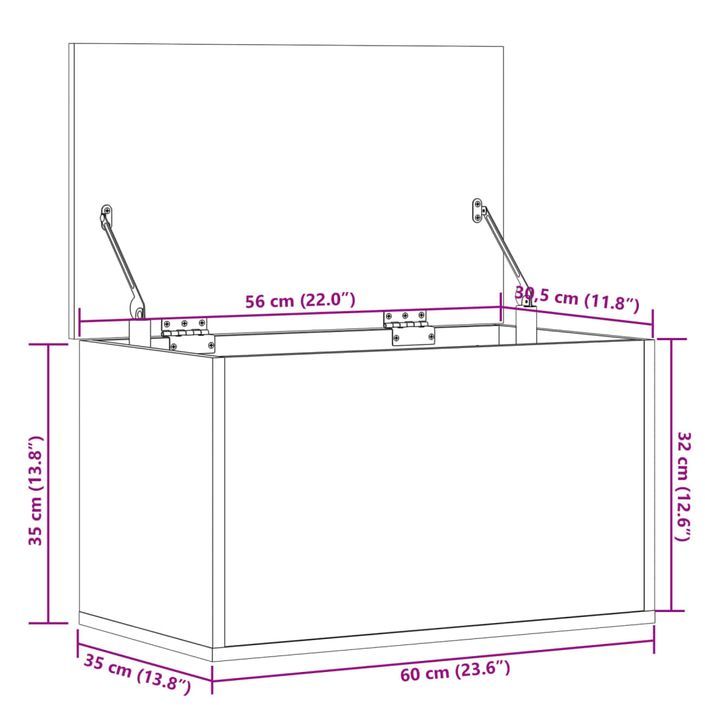 Boîte de rangement gris béton 60x35x35 cm bois d'ingénierie - Photo n°11