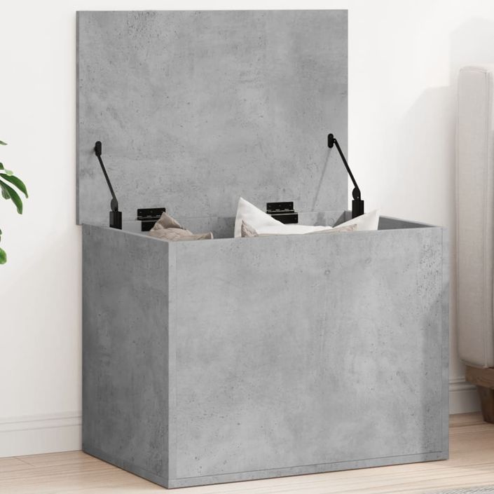 Boîte de rangement gris béton 60x42x46 cm bois d'ingénierie - Photo n°1