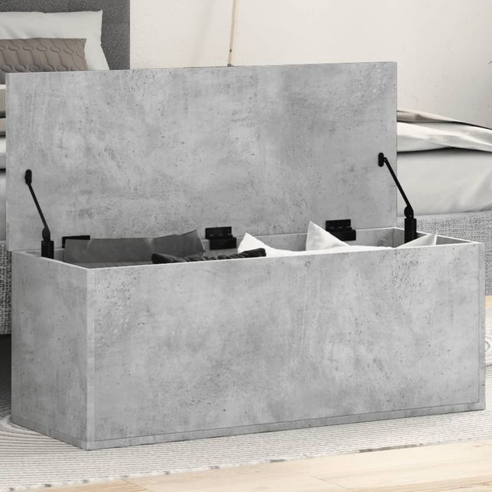 Boîte de rangement gris béton 90x35x35 cm bois d'ingénierie - Photo n°1