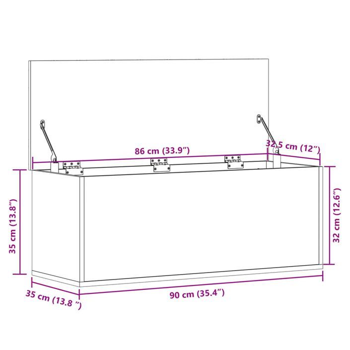 Boîte de rangement gris béton 90x35x35 cm bois d'ingénierie - Photo n°11