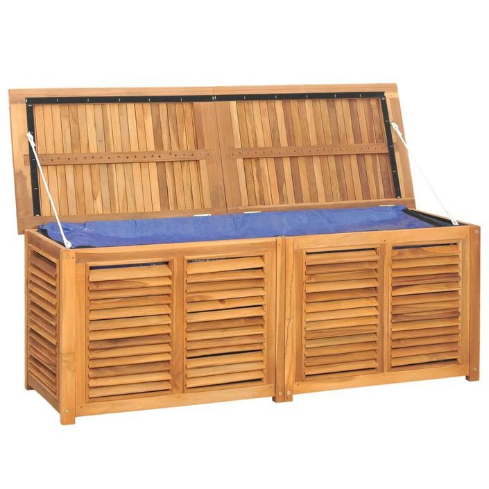 Boîte de rangement jardin et sac 150x50x53 cm bois massif teck - Photo n°4