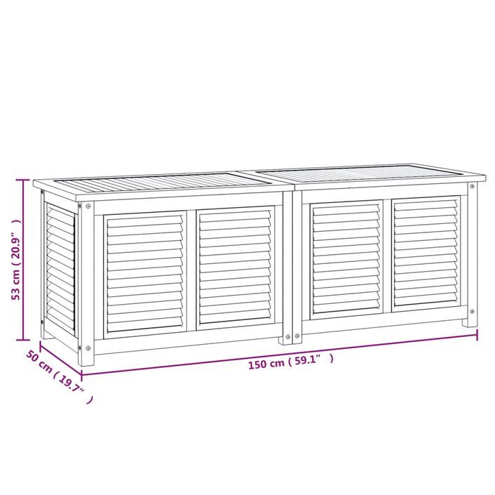 Boîte de rangement jardin et sac 150x50x53 cm bois massif teck - Photo n°9