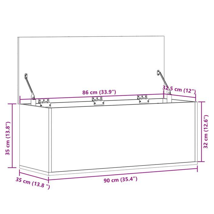 Boîte de rangement noir 90x35x35 cm bois d'ingénierie - Photo n°11