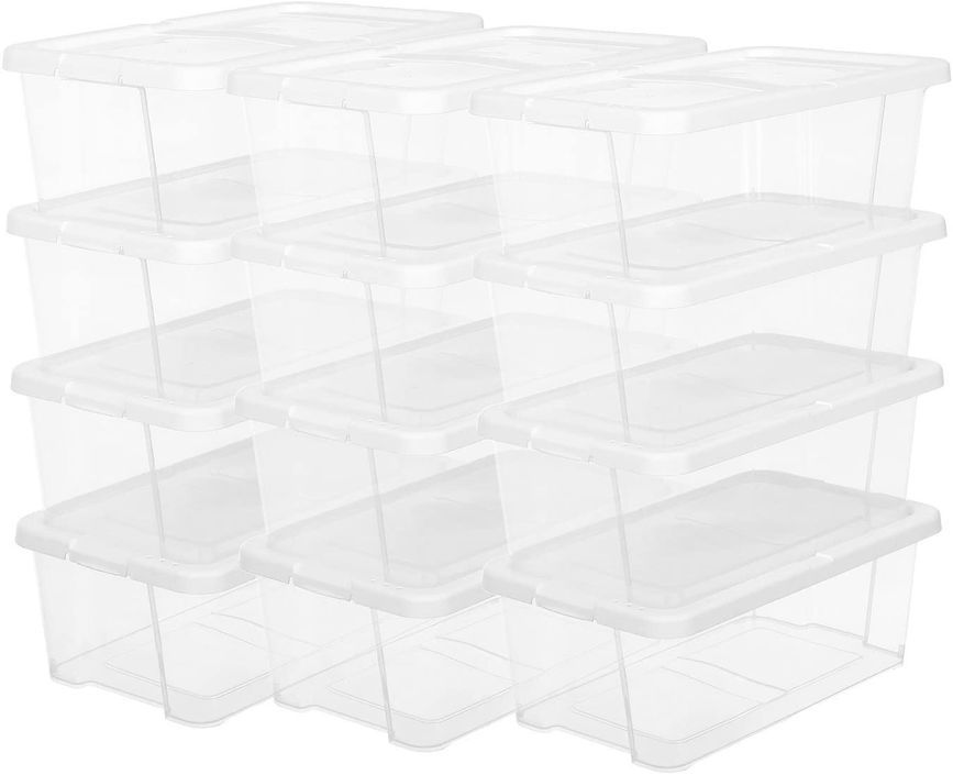 Boîte de rangement plastique transparent avec couvercle L 34,5 x P 19,5 x H 12,5 cm - Lot de 12 - Photo n°8