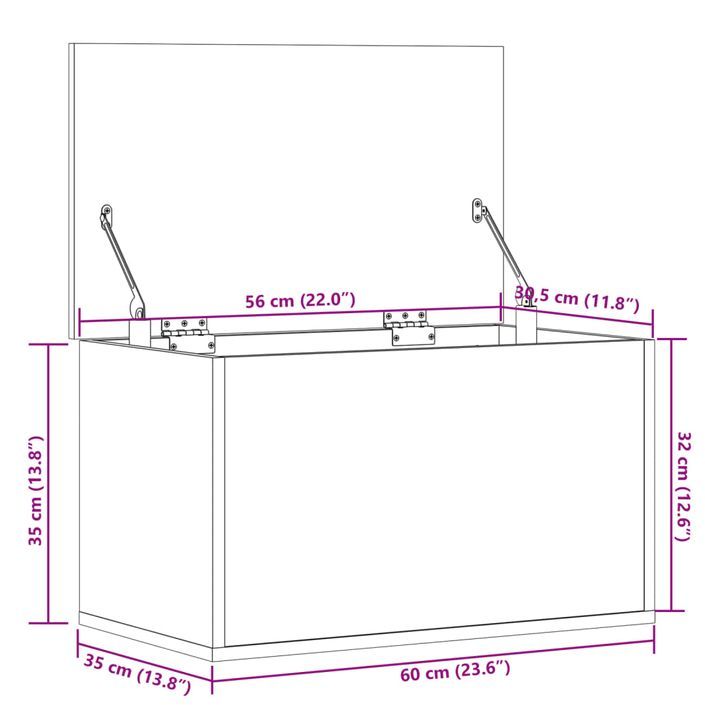 Boîte de rangement sonoma gris 60x35x35 cm bois d'ingénierie - Photo n°11