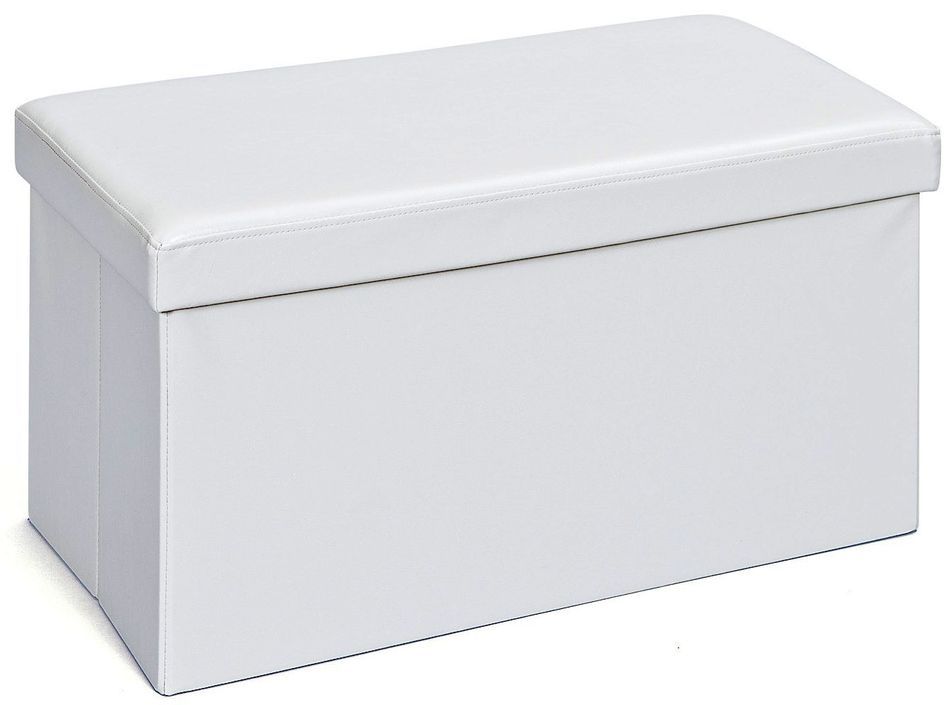 Boîte pliable rectangulaire simili cuir blanc Santy - Photo n°1