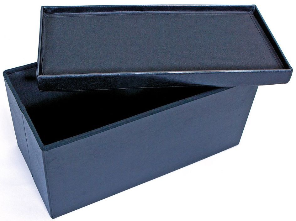Boîte pliable rectangulaire simili cuir noir Santy - Photo n°2