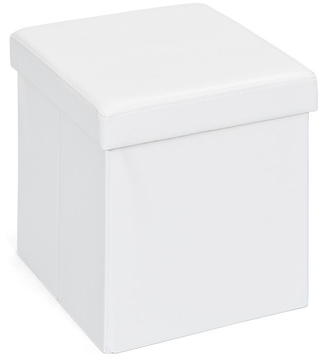 Boîte de rangement pliable simili cuir blanc Santy - Photo n°1