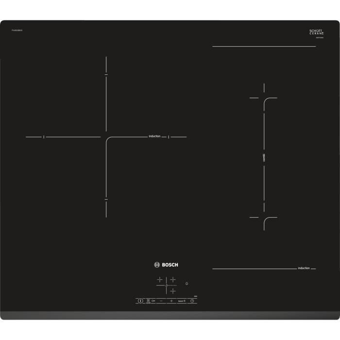 BOSCH PVJ631BB1E - Table de cuisson Induction - 3 zones - 7400W - L59,2 x P52,2cm - Revetement verre - Noir - Photo n°1