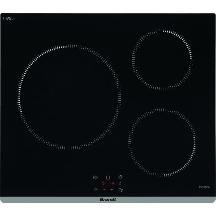 BRANDT TI364B - Table de cuisson posable - 3 zones - 3600 W - L60 cm - Noir - Photo n°1