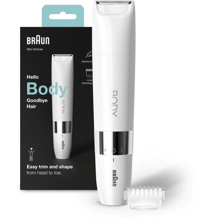 Braun Body Mini BS1000 Tondeuse Corps éléctrique pour Hommes et Femmes - Wet&Dry - Multi-usages - Blanc - Photo n°2